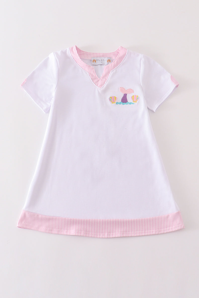 White mermaid embroidery cover up mom & me - Aaria Tees Aaria Tees