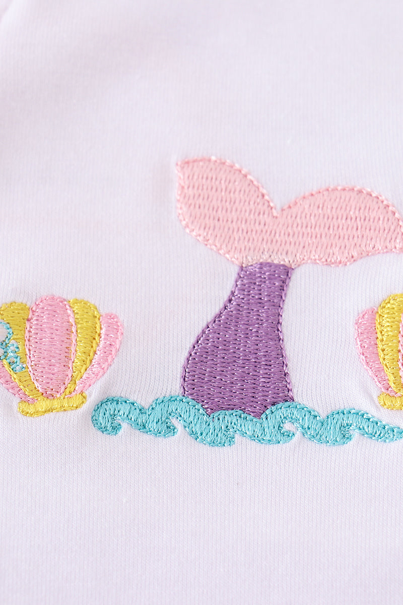 White mermaid embroidery cover up mom & me - Aaria Tees Aaria Tees