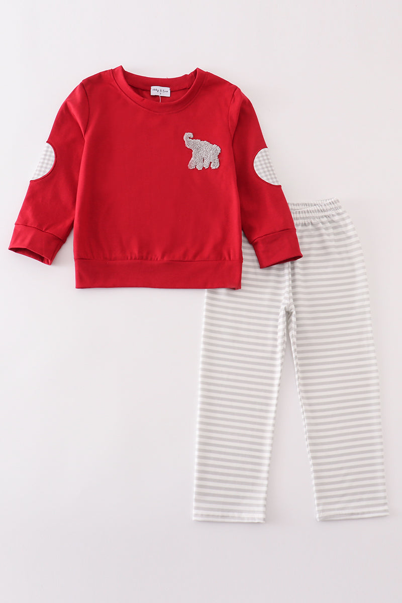 Maroon Alabama french knot boy set - Aaria Tees