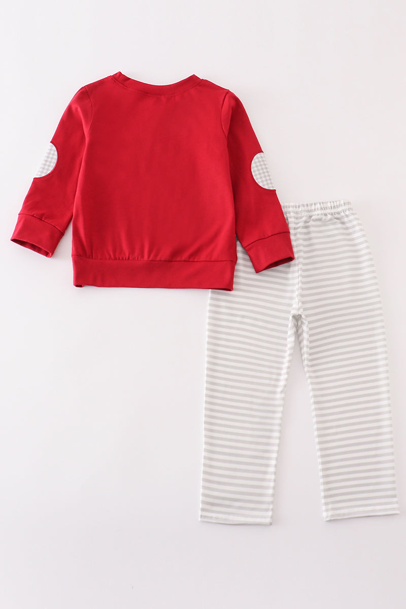 Maroon Alabama french knot boy set - Aaria Tees Aaria Tees