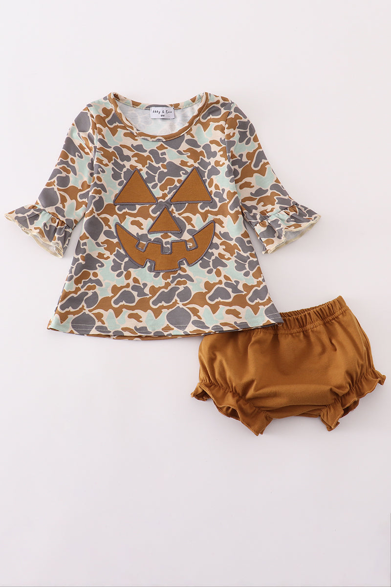 Halloween camouflage applique bloomer set - Aaria Tees