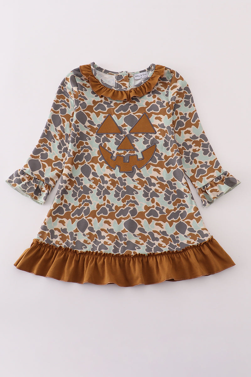 Halloween camouflage applique ruffle dress - Aaria Tees Aaria Tees