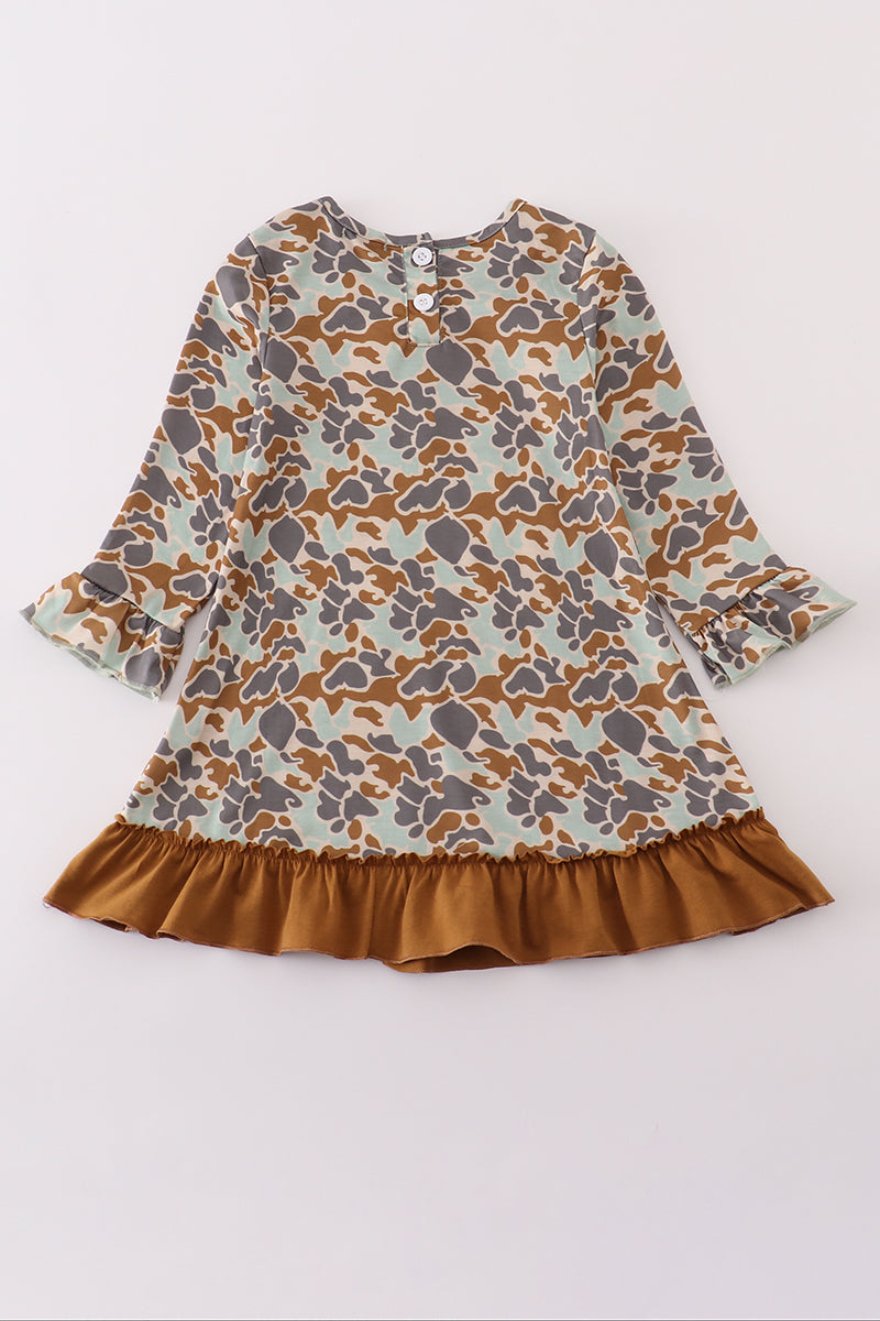Halloween camouflage applique ruffle dress - Aaria Tees Aaria Tees