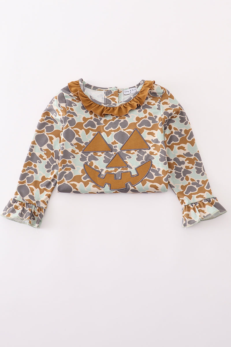 Halloween camouflage applique ruffle dress - Aaria Tees Aaria Tees