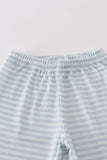 Blue Halloween spider embroidery stripe pants set - Aaria Tees Aaria Tees