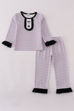 Purple Halloween spider embroidery stripe pants set - Aaria Tees Aaria Tees