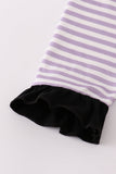 Purple Halloween spider embroidery stripe pants set - Aaria Tees Aaria Tees