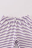 Purple Halloween spider embroidery stripe pants set - Aaria Tees Aaria Tees