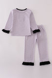 Purple Halloween spider embroidery stripe pants set - Aaria Tees Aaria Tees