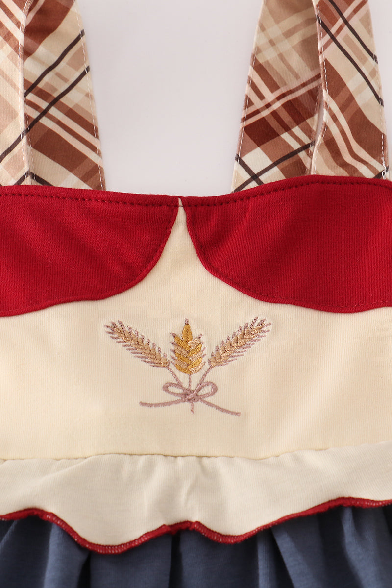 Wheat embridery ruffle pants set - Aaria Tees Aaria Tees