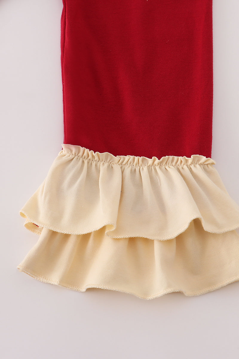 Wheat embridery ruffle pants set - Aaria Tees Aaria Tees