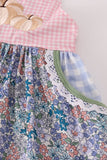 Blue floral pumpkin embroidery ruffle pants set - Aaria Tees Aaria Tees
