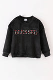 Black velvet blessed embroidery mom&me sweatshirt - Aaria Tees Aaria Tees