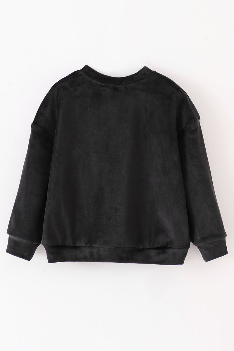 Black velvet blessed embroidery mom&me sweatshirt - Aaria Tees Aaria Tees