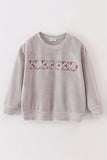 Grey velvet blessed embroidery mom&me sweatshirt - Aaria Tees Aaria Tees