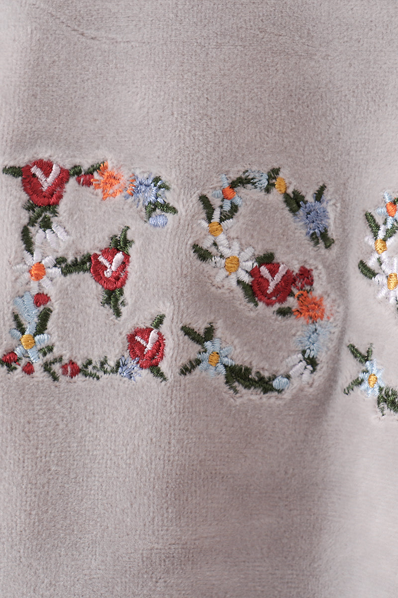 Grey velvet blessed embroidery mom&me sweatshirt - Aaria Tees Aaria Tees