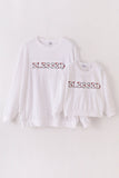 White velvet blessed embroidery mom&me sweatshirt - Aaria Tees Aaria Tees