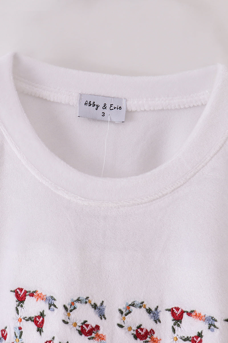 White velvet blessed embroidery mom&me sweatshirt - Aaria Tees Aaria Tees