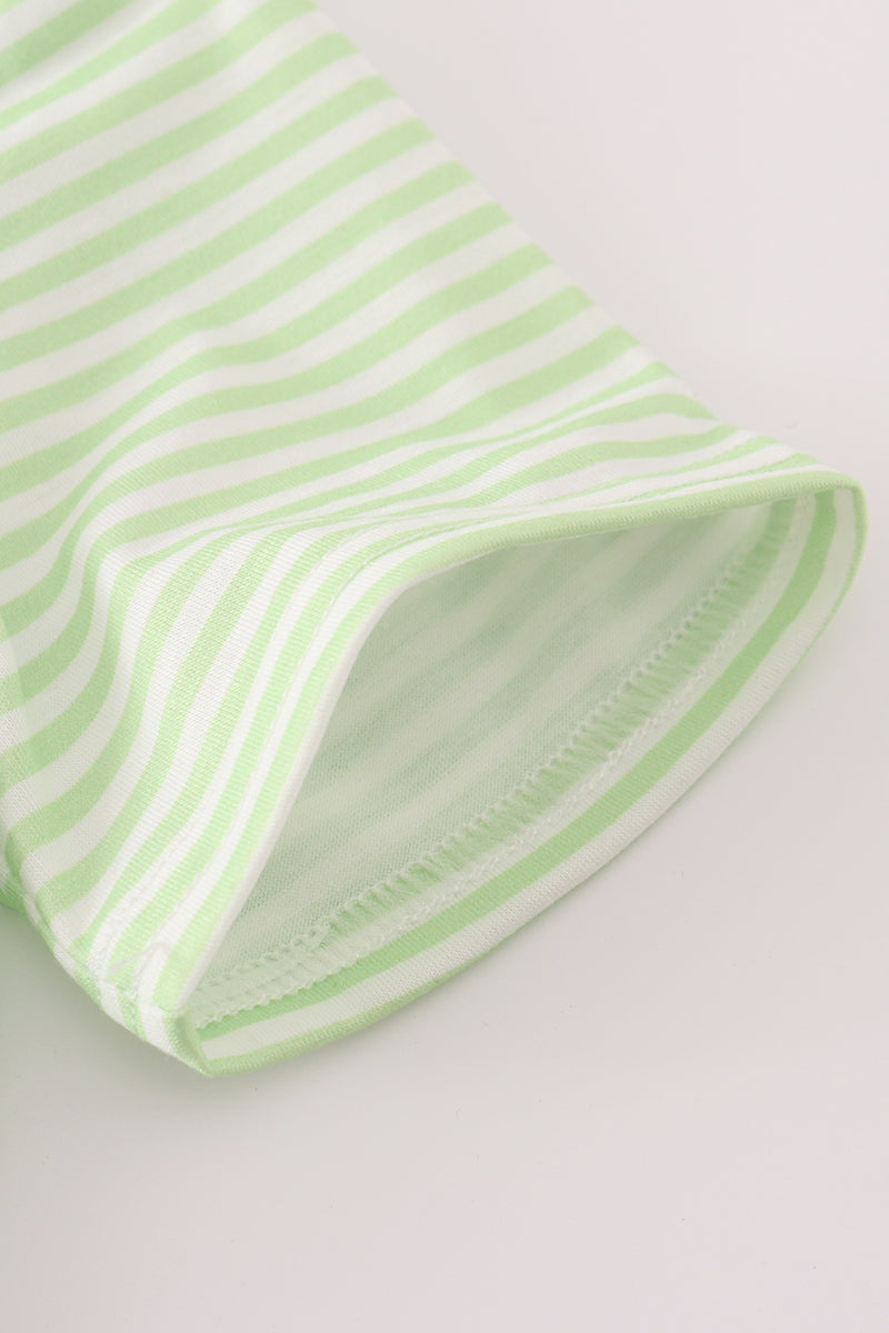 Green scarecrow embroidery stripe top - Aaria Tees Aaria Tees