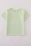Green scarecrow embroidery stripe top - Aaria Tees Aaria Tees