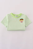 Green scarecrow embroidery stripe top - Aaria Tees Aaria Tees
