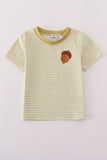 Green pinecone embroidery stripe top Aaria Tees