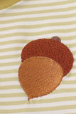 Green pinecone embroidery stripe top Aaria Tees