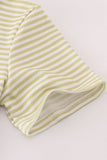 Green pinecone embroidery stripe top Aaria Tees