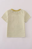 Green pinecone embroidery stripe top Aaria Tees