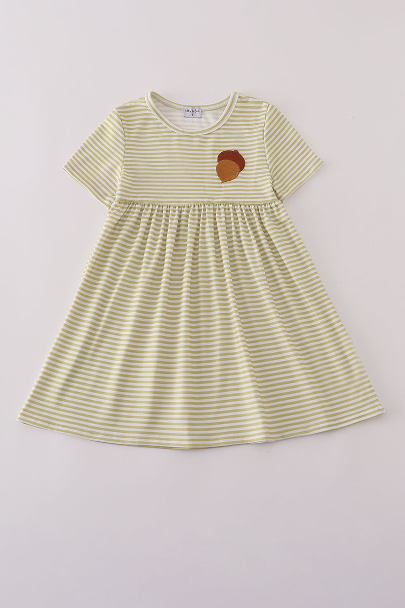 Pinecone embroidery stripe dress - Aaria Tees