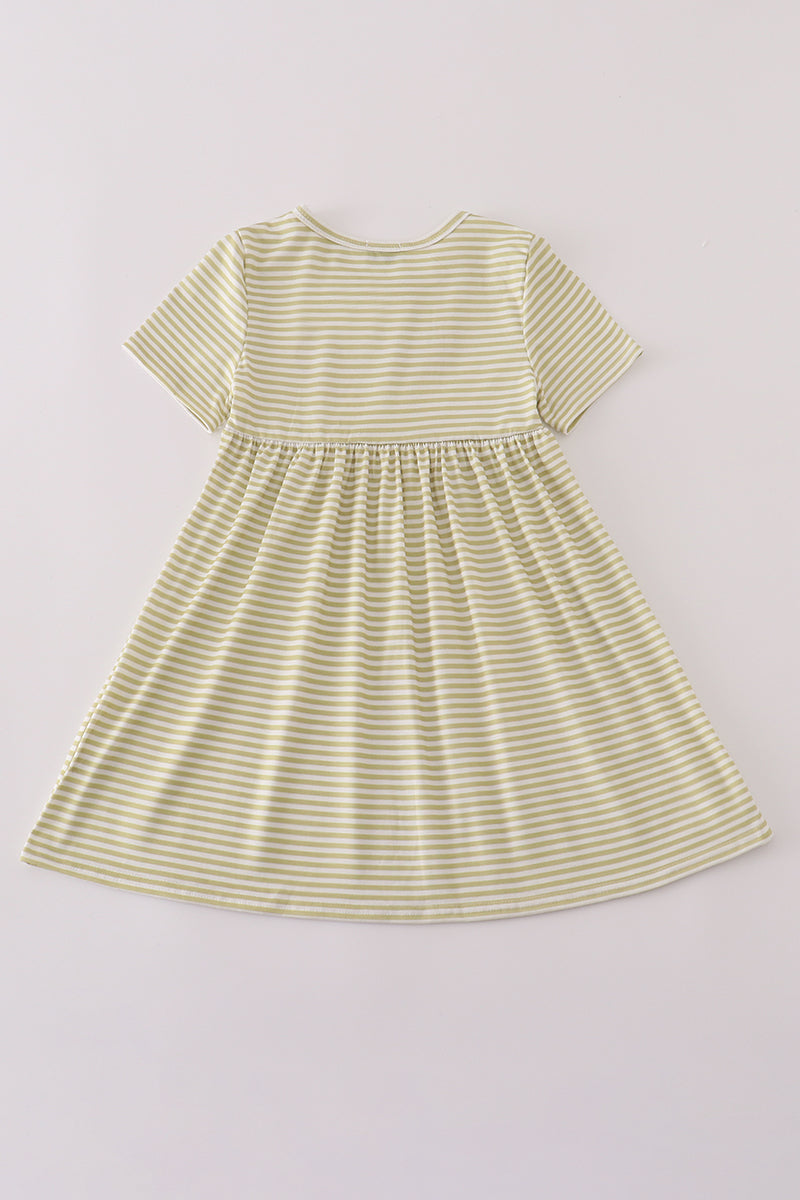 Pinecone embroidery stripe dress - Aaria Tees Aaria Tees