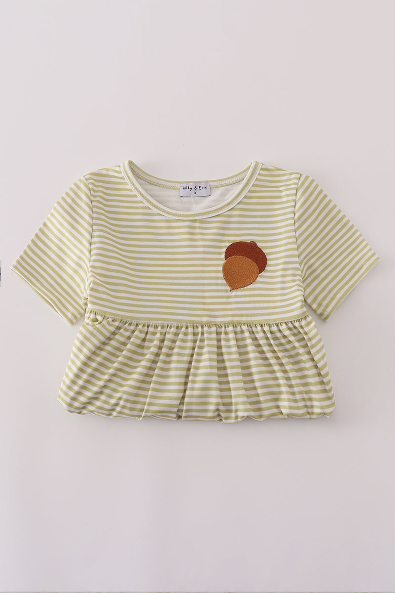 Pinecone embroidery stripe dress - Aaria Tees Aaria Tees