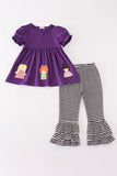 Purple halloween witch applique pants set - Aaria Tees Aaria Tees