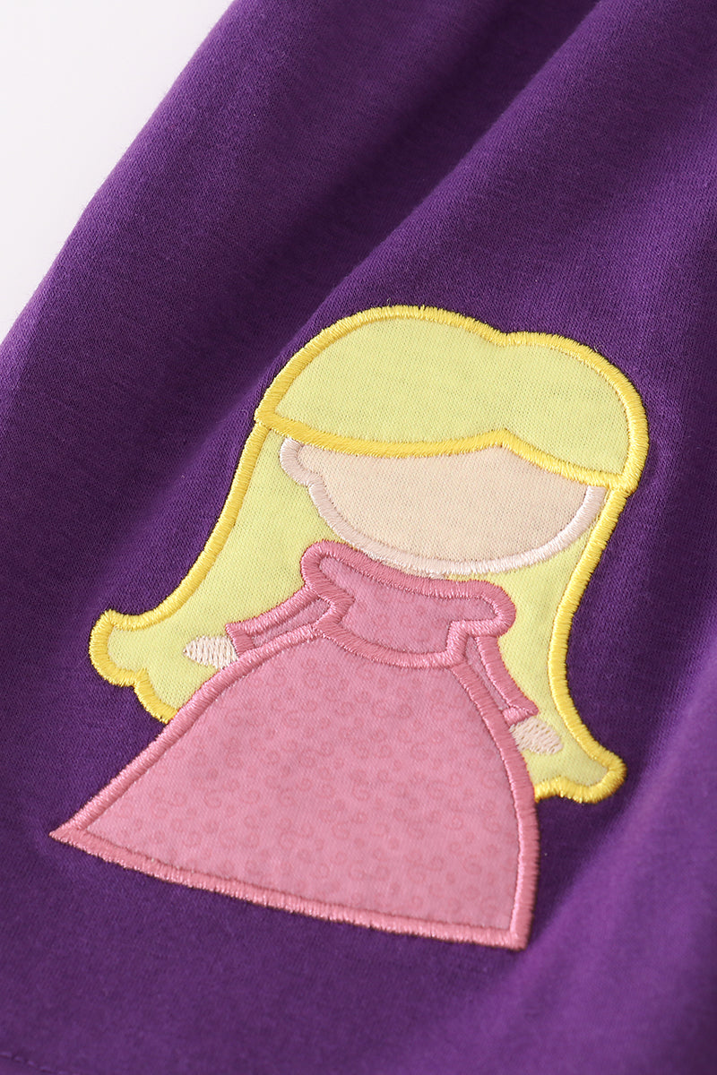 Purple halloween witch applique pants set - Aaria Tees Aaria Tees