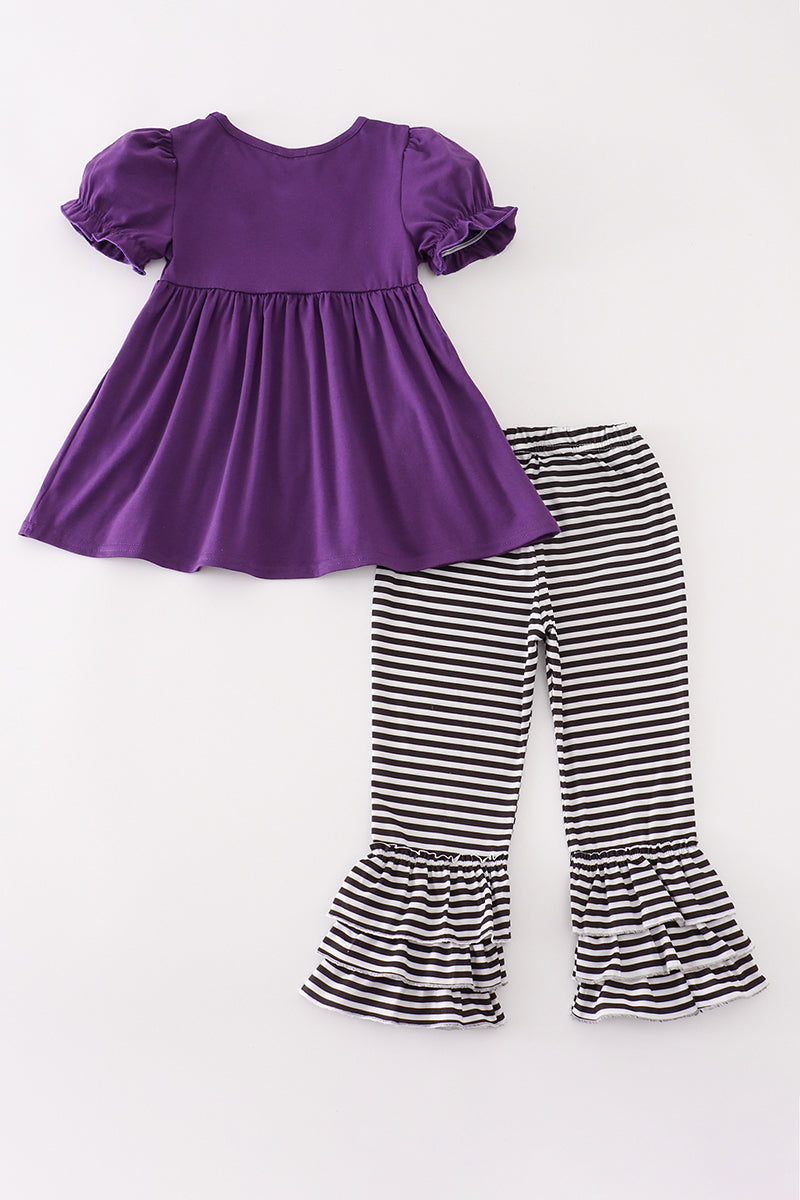 Purple halloween witch applique pants set - Aaria Tees Aaria Tees