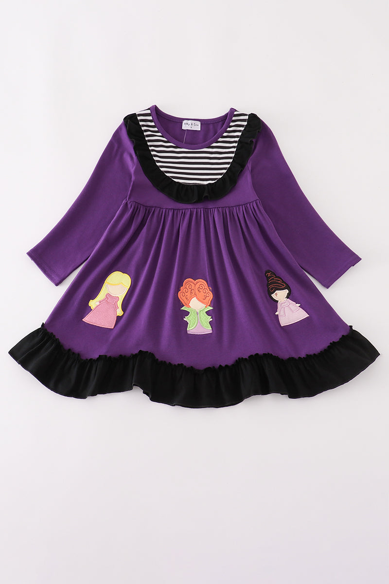Purple halloween witch applique dress - Aaria Tees Aaria Tees