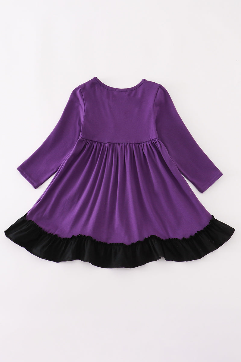 Purple halloween witch applique dress - Aaria Tees Aaria Tees