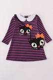 Purple halloween cat stripe dress 2pc set - Aaria Tees Aaria Tees