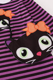 Purple halloween cat stripe dress 2pc set - Aaria Tees Aaria Tees