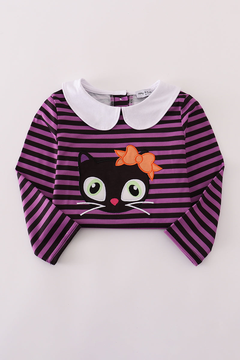 Purple halloween cat stripe dress 2pc set - Aaria Tees Aaria Tees