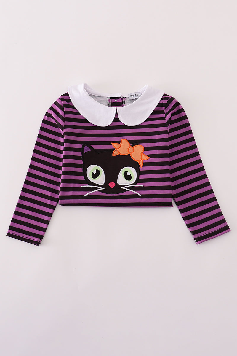 Purple halloween cat stripe dress 2pc set - Aaria Tees Aaria Tees