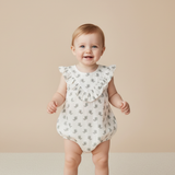 Organic Sleeveless Ruffle Bubble Romper - Poppy - Aaria Tees Aaria Tees