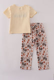 Yellow tractor french knot pants set - Aaria Tees Aaria Tees