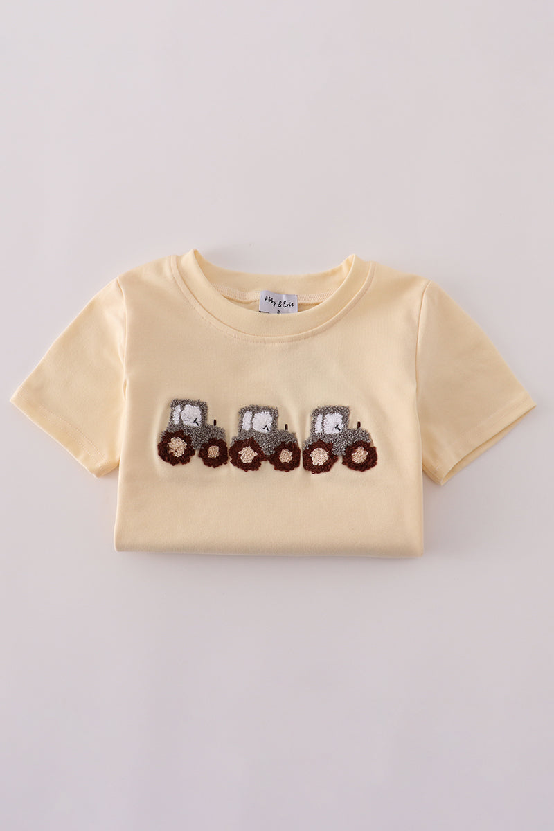 Yellow tractor french knot pants set - Aaria Tees Aaria Tees