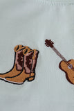 Blue boots embroidery pants set - Aaria Tees Aaria Tees