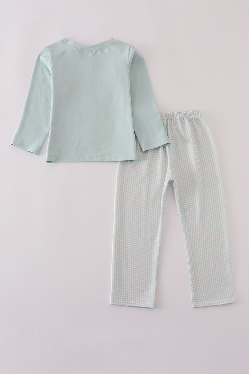 Blue boots embroidery pants set - Aaria Tees Aaria Tees