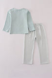 Blue boots embroidery pants set - Aaria Tees Aaria Tees
