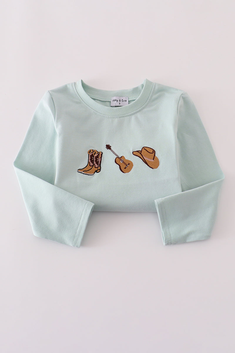 Blue boots embroidery pants set - Aaria Tees Aaria Tees