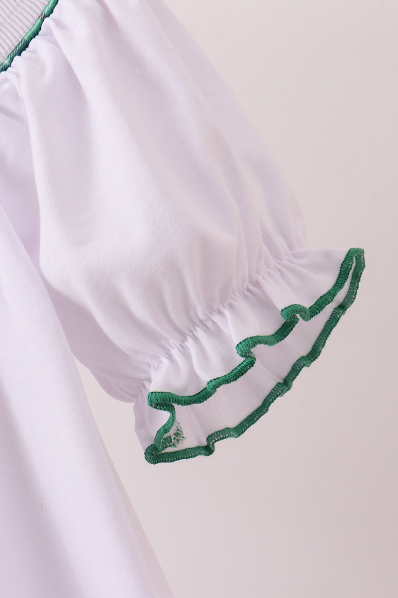 White wreath smocked dress - Aaria Tees Aaria Tees