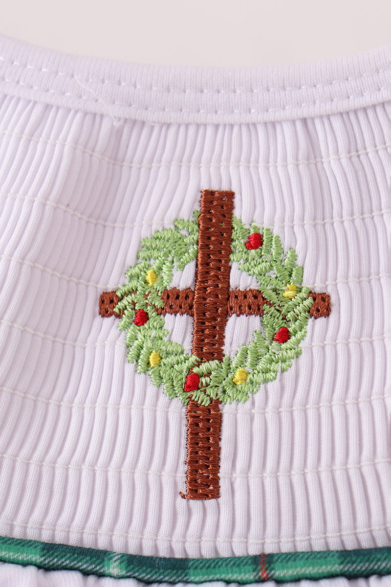 White wreath smocked dress - Aaria Tees Aaria Tees